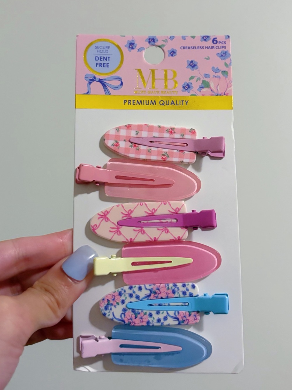 🎀3/$25🎀 Pink Floral Snap Dent Free Hair Clips - 6 Pack
